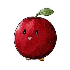 Cute Red Apple Cartoon Character Illustration