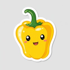 Cute Yellow Bell Pepper Cartoon Illustration