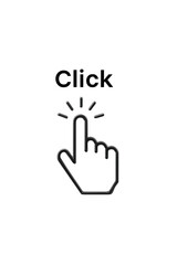 Obraz premium Cursor hand pointing with click text isolated on a transparent background pointer select