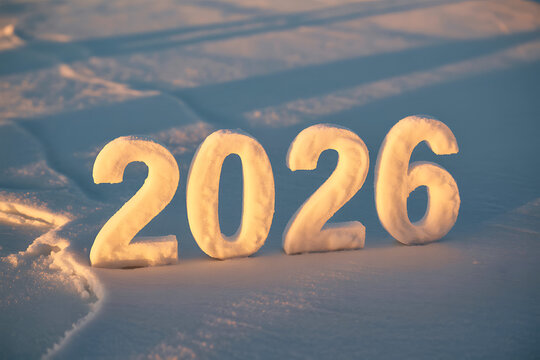 Snowy 2026 New Year's scene glows with winter magic and festive promise, perfect for holiday greetings and calendars