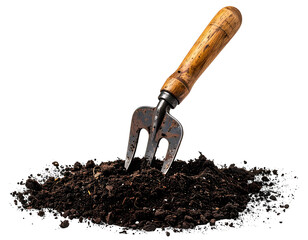 Dark soil, antique-style garden fork