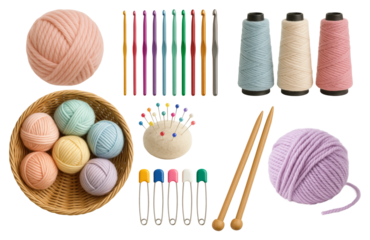 Colorful Knitting and Crochet Tools Set