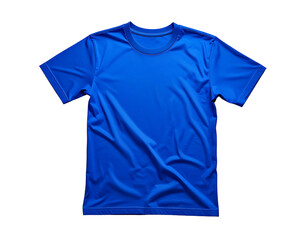 A vibrant, crumpled, blue t-shirt