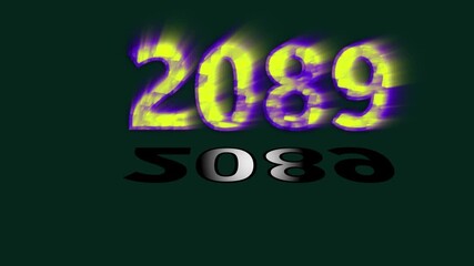 text 2089 animation colorful background and Digital Data moving on Circuit Board . Abstract high tech Artificial intelligence (AI), data mining, modern computer technology surface