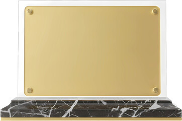Blank Gold and Crystal Trophy Plaque for Awarding Achievement and Success