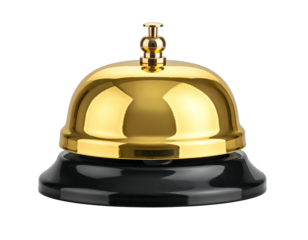 Polished gold service bell with black base (2)