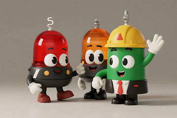 Safety first with friendly construction mascots, a playful reminder of workplace safety and teamwork, promoting awareness creatively