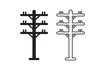 Black and white electricity poles on clean background
