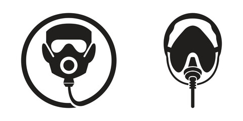 Medical oxygen mask vector silhouette illustrations