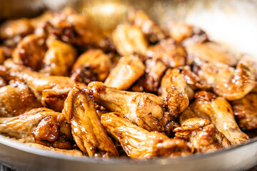 Glazed chicken wings closeup