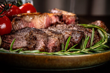 Grilled beef steak with rosemary