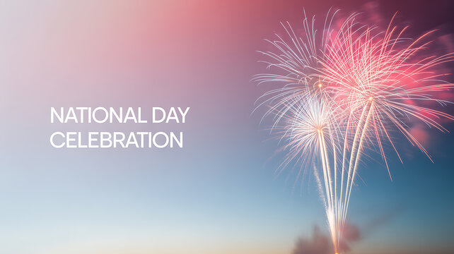 Fireworks display during a national day celebration against a twilight sky