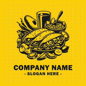 vector "  logo Pupusas " vector Design logo with background
