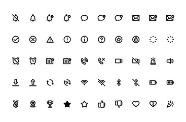 通知・フィードバックUIのシンプルなベクターアイコンセット