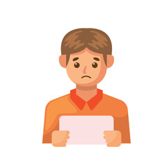 Sad boy holding a blank sign