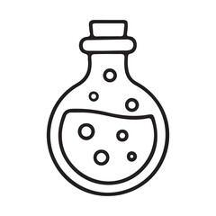 Illustration of a bottle with potion and bubbles