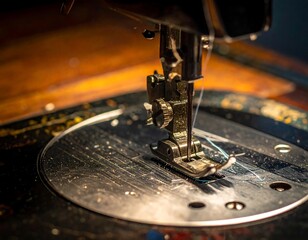 Close-up of antique sewing machine