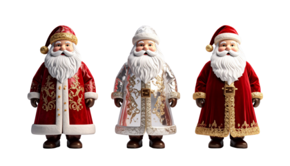  Elegant Santa Claus Bundle Featuring Three Creative Styles, isolated on transparent background