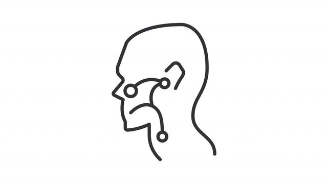 Otorhinolaryngology line animation. Throat treatment animated icon. Scaling dots. Human anatomy, biology. Health care. Outline element on white background. HD video with alpha channel