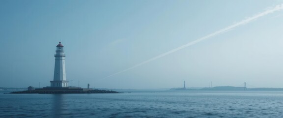 Tranquil Coastal View with Strong Diagonal Lines