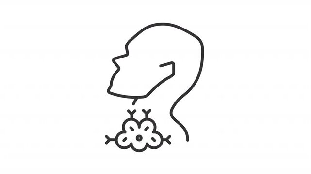 Throat cancer line animation. Thyroid animated icon. Scaling disease, moving. Hyperthyroidism, health. Symptom, illness. Outline element on white background. HD video with alpha channel