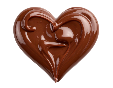 Melted chocolate heart shape, smooth swirls
