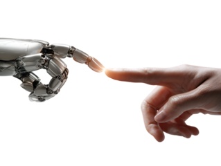 Robotic and human finger touching in a symbolic connection