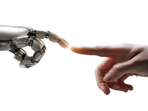 Robotic and human finger touching in a symbolic connection