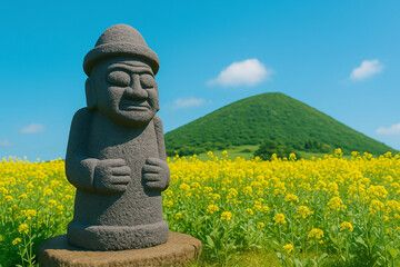 제주도, 오름, 유채꽃, 돌하르방