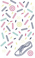 Colorful Sprinkles and Shoe with Donut Playful and Fun Illustration