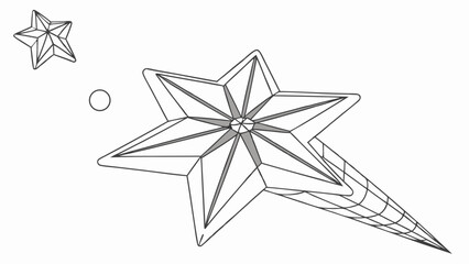 Detailed Geometric Star with Elongated Tail and Smaller Star