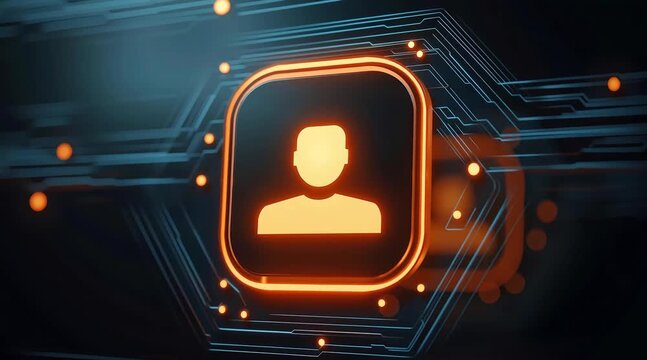 Digital Abstract Representation of a Global Network, Social Connections, or Business Team Structure with Interconnected User Icons.