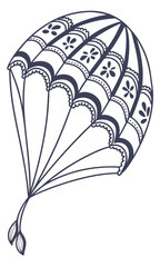 Intricate Floral Parachute Design with Detailed Scalloped Edges and Delicate Lines