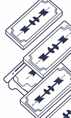 Isometric Illustration of Razor Blades with ArrowShaped Designs and Dashed Lines