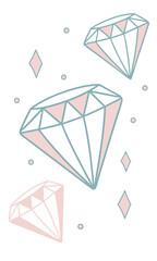 Pastel Diamonds and Decorative Shapes in a Playful Artistic Composition