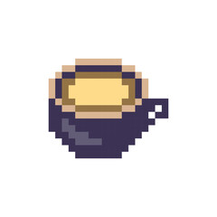 Cup of coffee vector art.  Pixel Mug. Cup of coffee pixel art