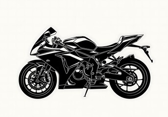 Obraz premium Striking black silhouette illustration of a modern sport motorcycle, featuring a sleek and powerful design, perfect for themes of speed, adventure, and urban lifestyle