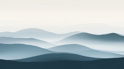 Fototapeta premium Serene mountain layers fade into misty atmospheric distance, evoking tranquility and vast natural beauty for peaceful retreats
