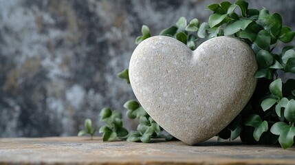 Botanical wellness heart stone vine on a neutral background symbolizing balance and relaxation