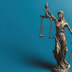 Elegant bronze justice scales statue featuring a blindfolded lady symbolizing law and balance perfect for courtroom decor legal offices and sophisticated interiors