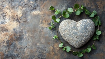 Botanical wellness heart stone vine on a neutral background symbolizing balance and relaxation