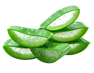 Stack of sliced aloe vera leaves