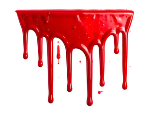 Red liquid dripping from a top edge, pooling and dripping down