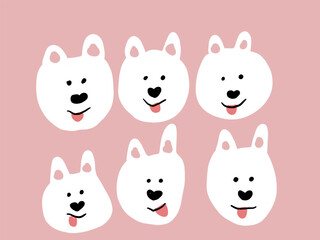 サモエドのイラスト、犬、動物、可愛い、癒し