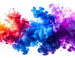Abstract ink splashes in vibrant rainbow colors on black background