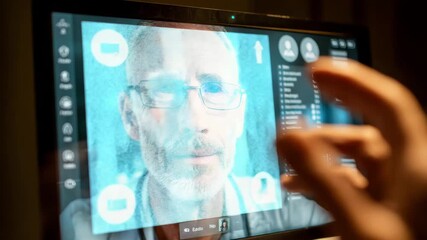 Virtual Doctor Consultation on Laptop Screen with Hand Interaction - Powered by Adobe