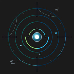 Futuristic HUD Radar Interface with Digital Target Circles