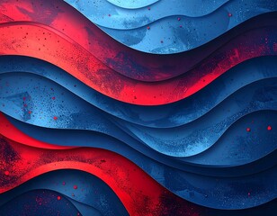 Abstract Red and Blue Wave Design.