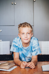 Naklejka premium handsome boy with blue eyes, blond