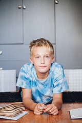 Naklejka premium handsome boy with blue eyes, blond